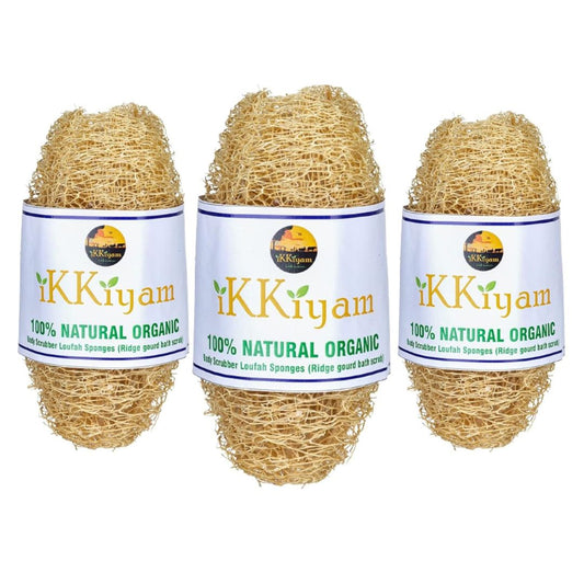 Natural Body Loofah Ridge gourd Scrubber | Bathing sponge (Peerkangai scrub) - pack of 3