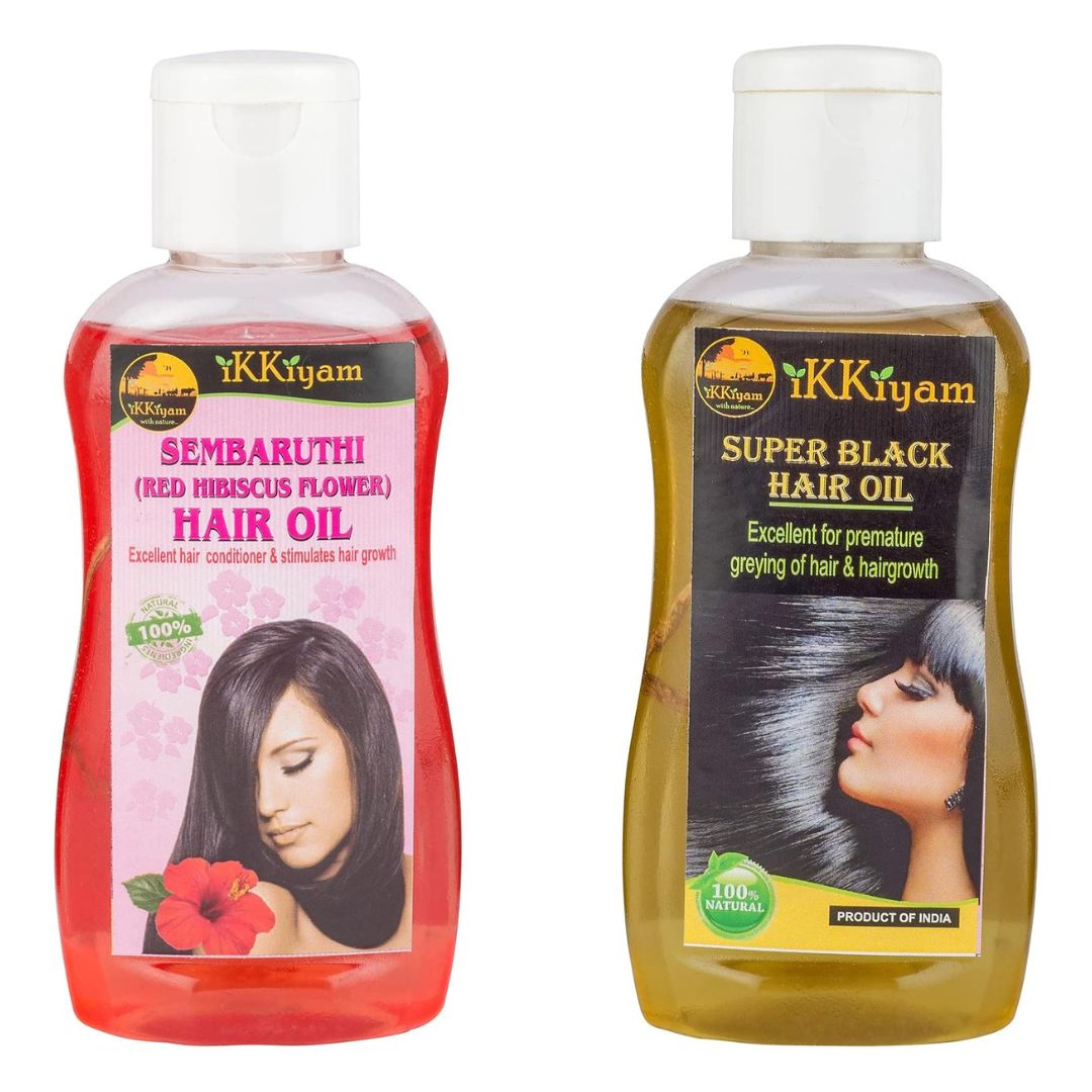 Pure Hibiscus (chembaruthi) Hair oil 100 ml & Super Black Hair oil 100 ml (COMBO)