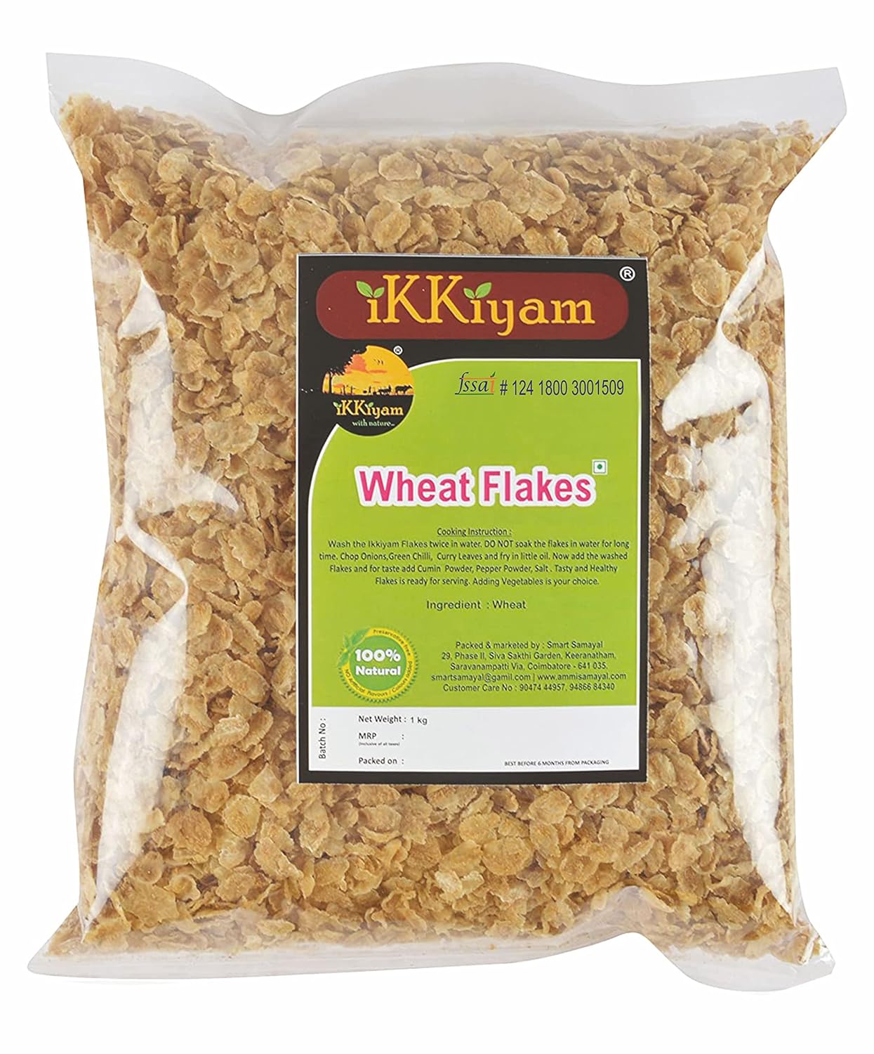 ikkiyam Wheat Flakes/POHA (Cereal Millet Flakes) Breakfast Flakes 1Kg