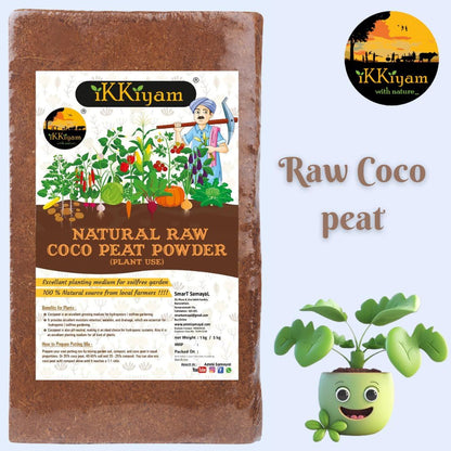 ikkiyam Natural raw Coco Peat block | Planting use | 2 kg