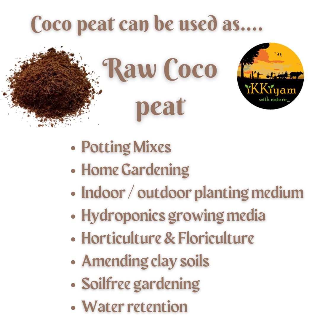 ikkiyam Natural raw Coco Peat block | Planting use | 2 kg