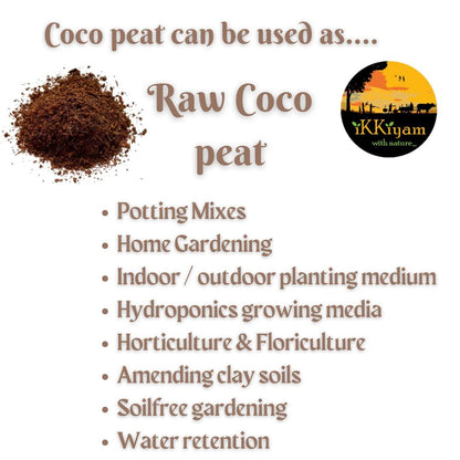 ikkiyam Natural raw Coco Peat block | Planting use | 2 kg