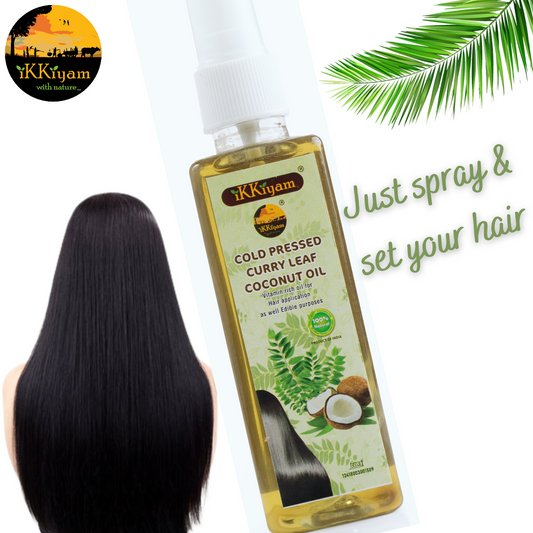 Cold pressed Curry Leaf Coconut Oil 100 ml spray bottle - Suitable for beauty & edible purposes