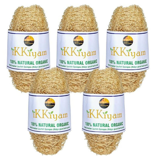 Natural Body Loofah Ridge gourd Scrubber | Bathing sponge (Peerkangai scrub) - pack of 5