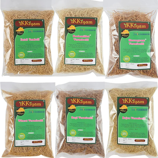 Ikkiyam Combo of Kodo millet, Foxtail millet, Wheat, Ragi, Bajra, Horsegram Vermicelli | semia each 200g – Total 1.2kg